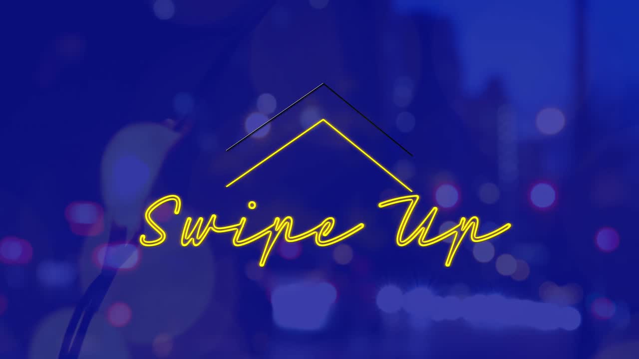 animación de deslizar el cartel de texto de neón contra el tráfico nocturno de la ciudad.