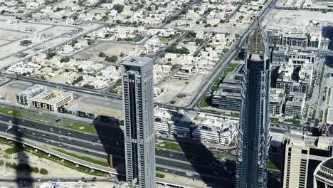 slow motion shot looking over sheik zayed road from a high building