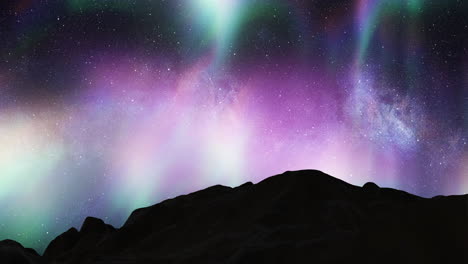 aurora boreal sobre las montañas