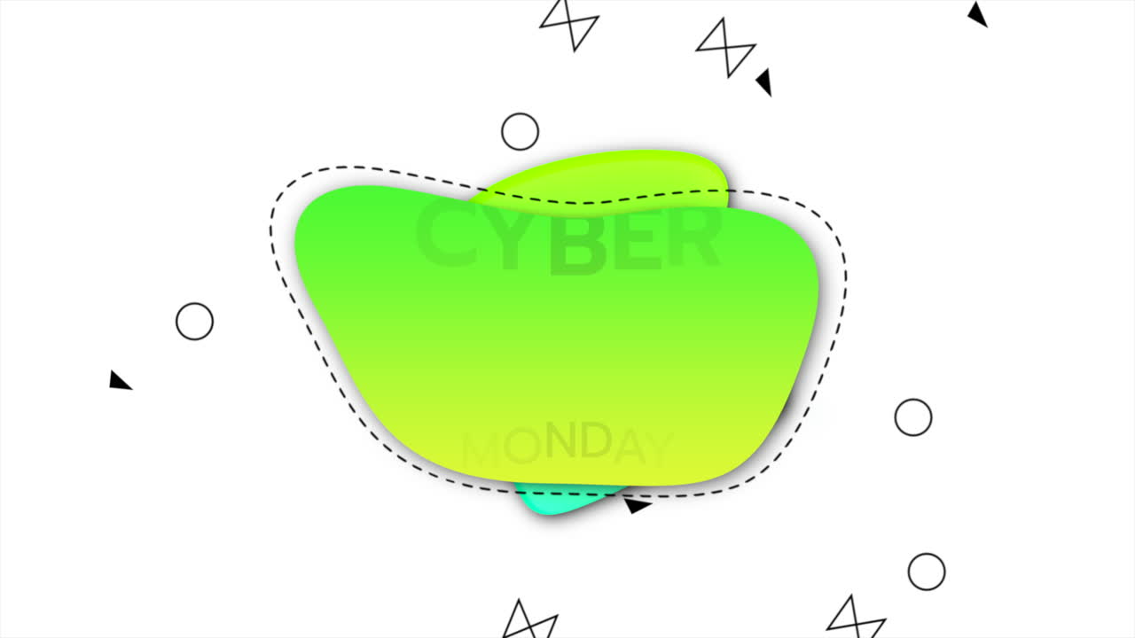lunes cibernético en el patrón de memphis con círculos y formas en zigzag