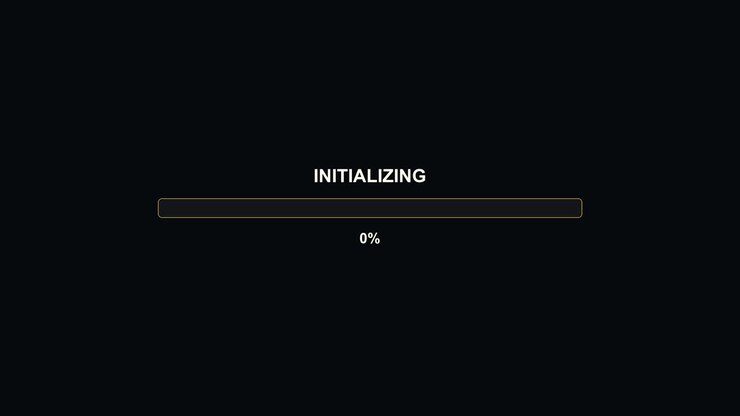 A progress bar displays the word INITIALIZING along with a percentage showing 0. This setup is common in video production or live streaming contexts