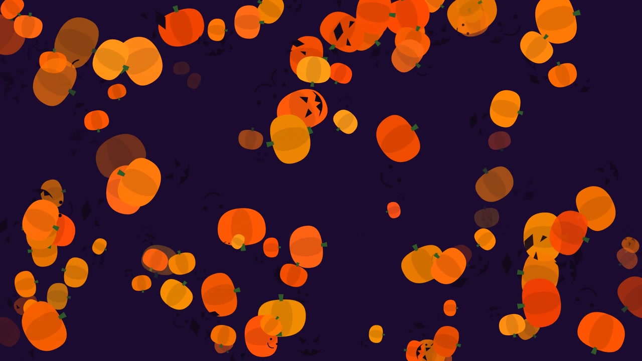 Animated Halloween Background with Falling Pumpkins and Jack-o'-lanterns