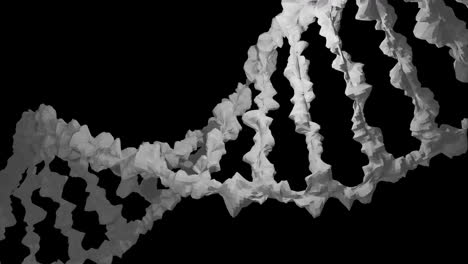 animación de una cadena de adn blanca en movimiento sobre un fondo negro