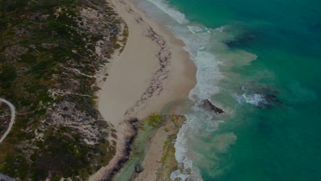 AERIAL:-Birdseye-view-of-Yanchep-Lagoon-in-Perth,-Western-Australia