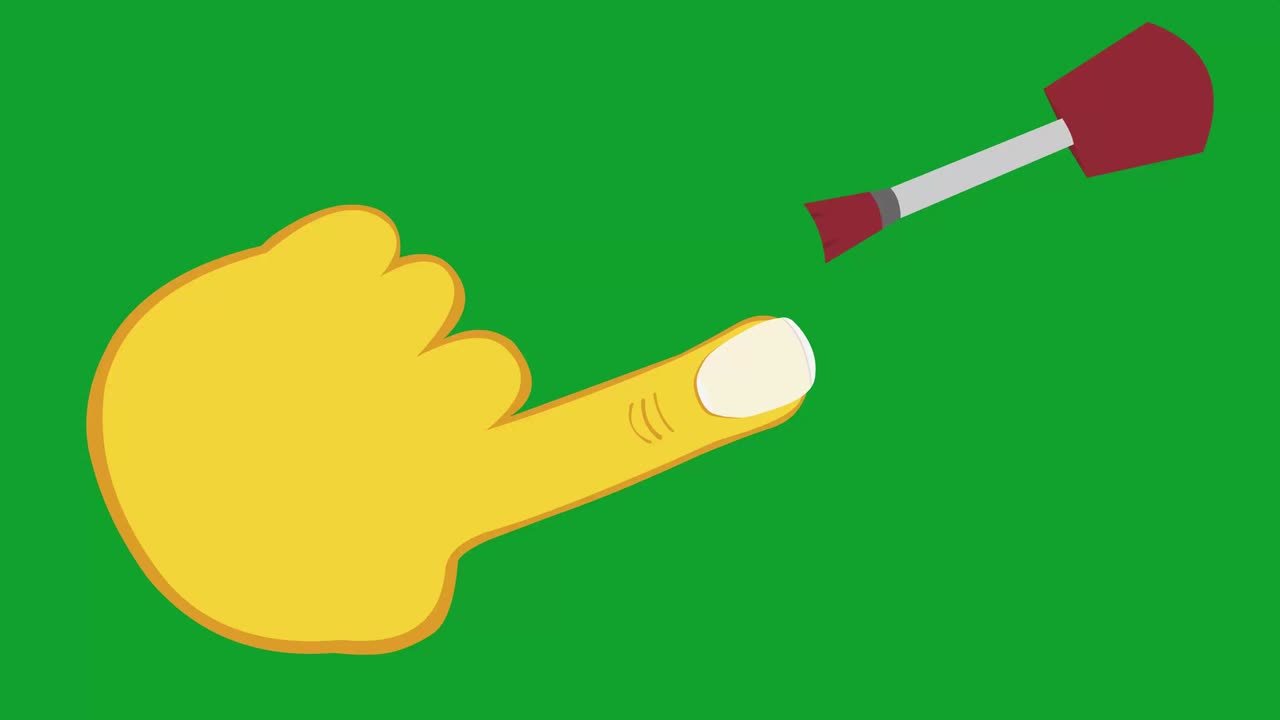 노란색 손의 루프 애니메이션으로 지표손가락의 손을 손색으로 칠합니다.