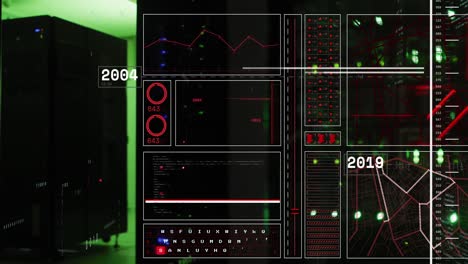 animación del procesamiento de datos a través de servidores informáticos