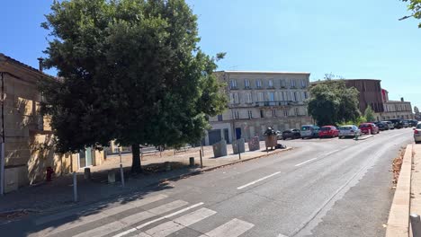 coches estacionados a lo largo de una calle bordeada de árboles