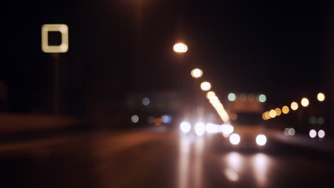 traffic on the freeway at night with lights and atmosphere