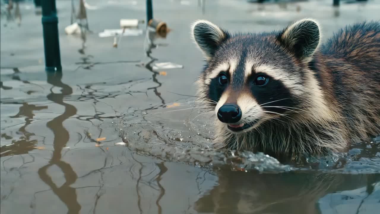 Raccoon in water