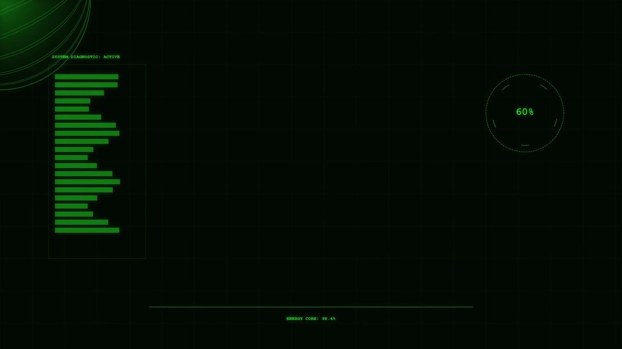 Futuristic Digital System Diagnostic Interface with Data Visualization