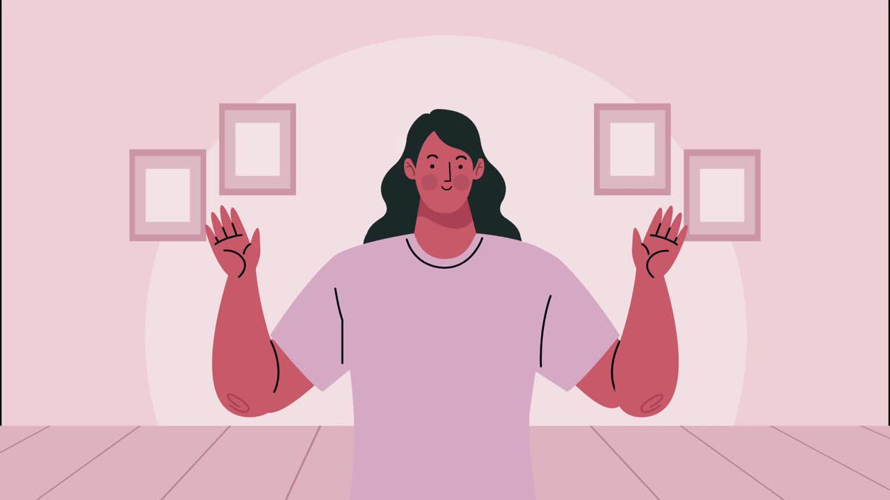 젊은 여성이 말하는 캐릭터 애니메이션