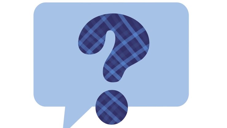 Animation of question mark over speech bubble on white background
