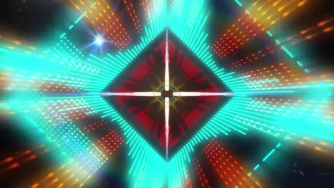 Animation-of-neon-shapes-over-digital-tunnel