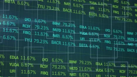 Animation-of-statistics-and-data-processing-on-blue-background