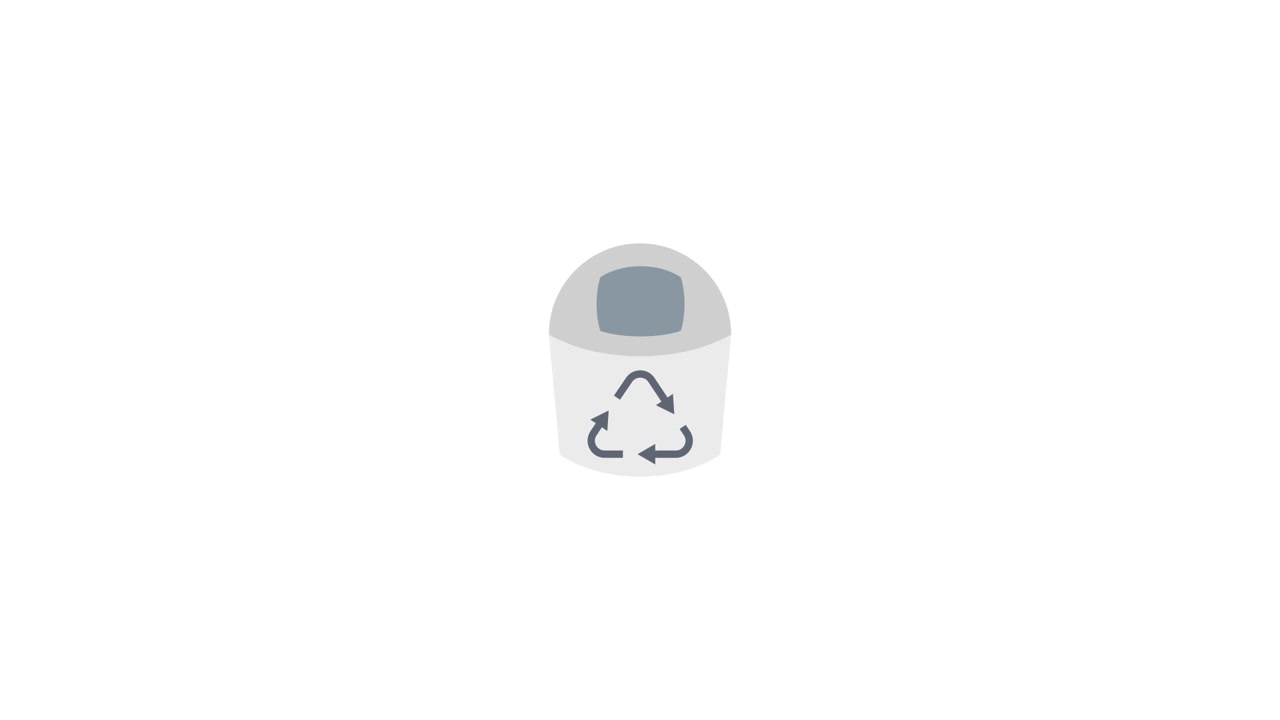 Animated Recycling Bin Icon with Rotating Symbol