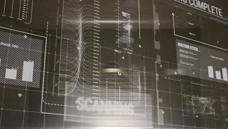 animation of statistics and data processing on black background