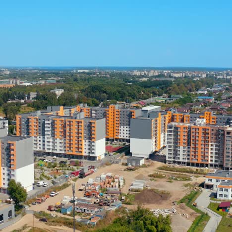 New building houses district. Modern exterior home architecture