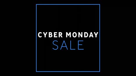 White-and-blue-Cyber-Monday-Sale-text-appearing-against-a-black-screen