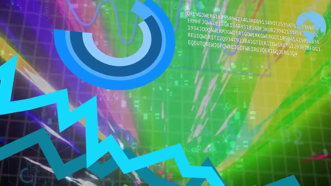 Panel HUD mostrando "RECOPILANDO DATOS", lanzando estelas, con un gráfico en zigzag deslizante, completando el ciclo de datos