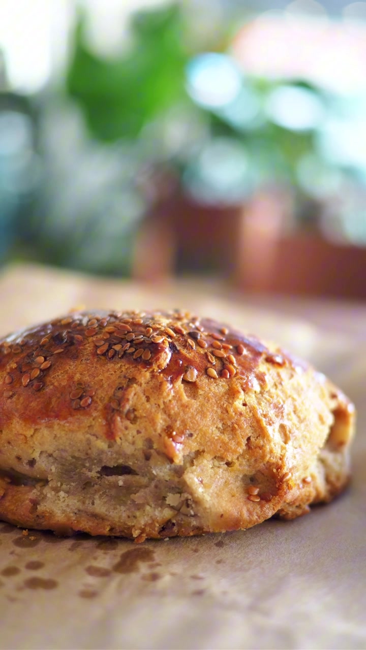Golden Brown Baked Pastry with Sesame Seeds and Glaze