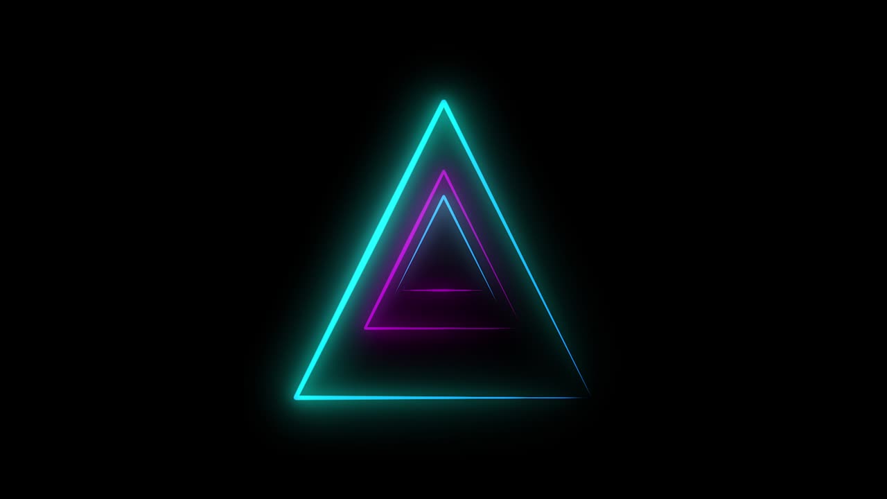 luces abstractas triángulos de neón. animación en bucle.