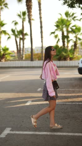 woman walking in a city street