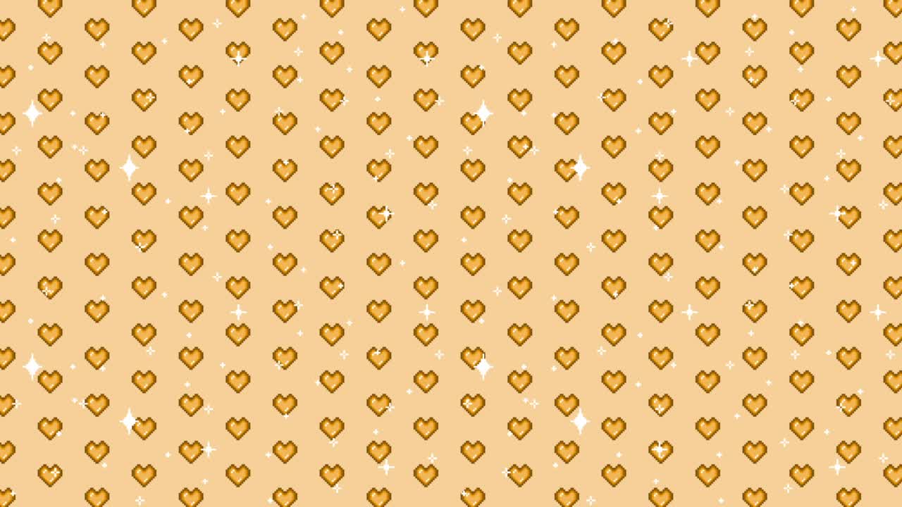 Pixel Art Heart Cookie Pattern Background