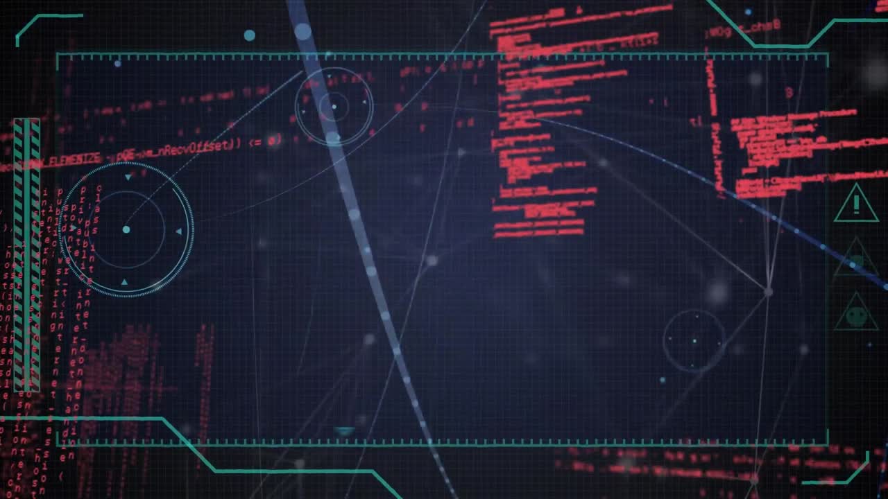 animación del procesamiento de datos a través de una red de conexiones con puntos brillantes