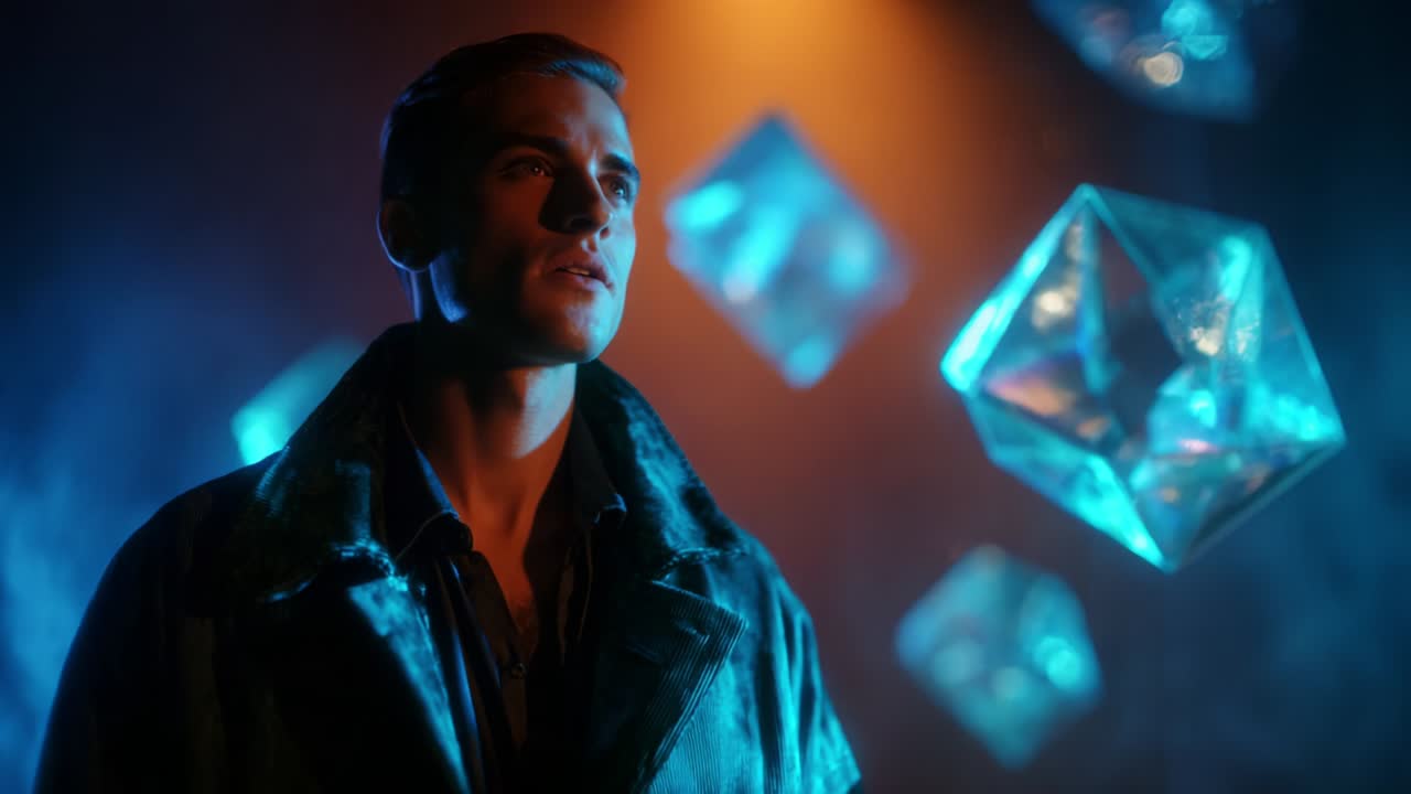 Portrait of a Man with Geometric Shapes