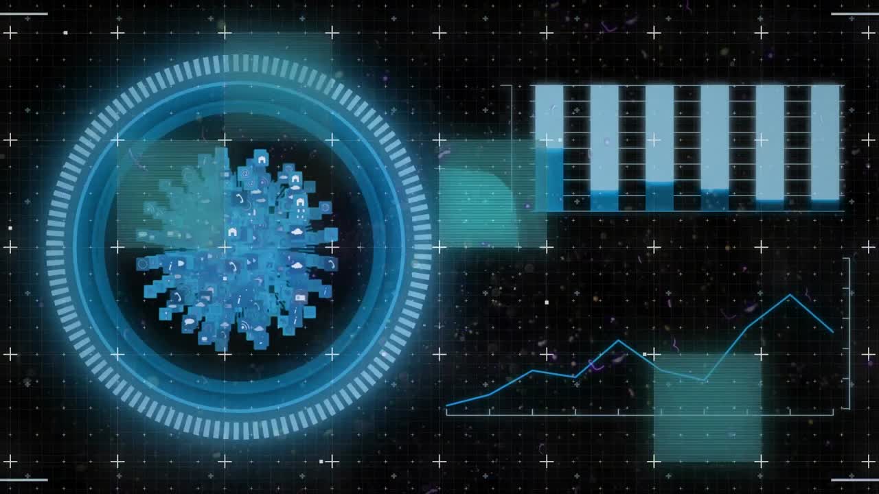 animación de escaneo de alcance y procesamiento de datos sobre pantalla con fallo
