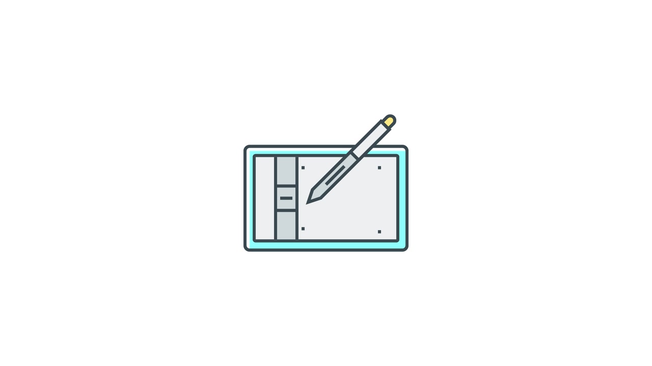 Animated Graphic Tablet and Stylus Pen Icon