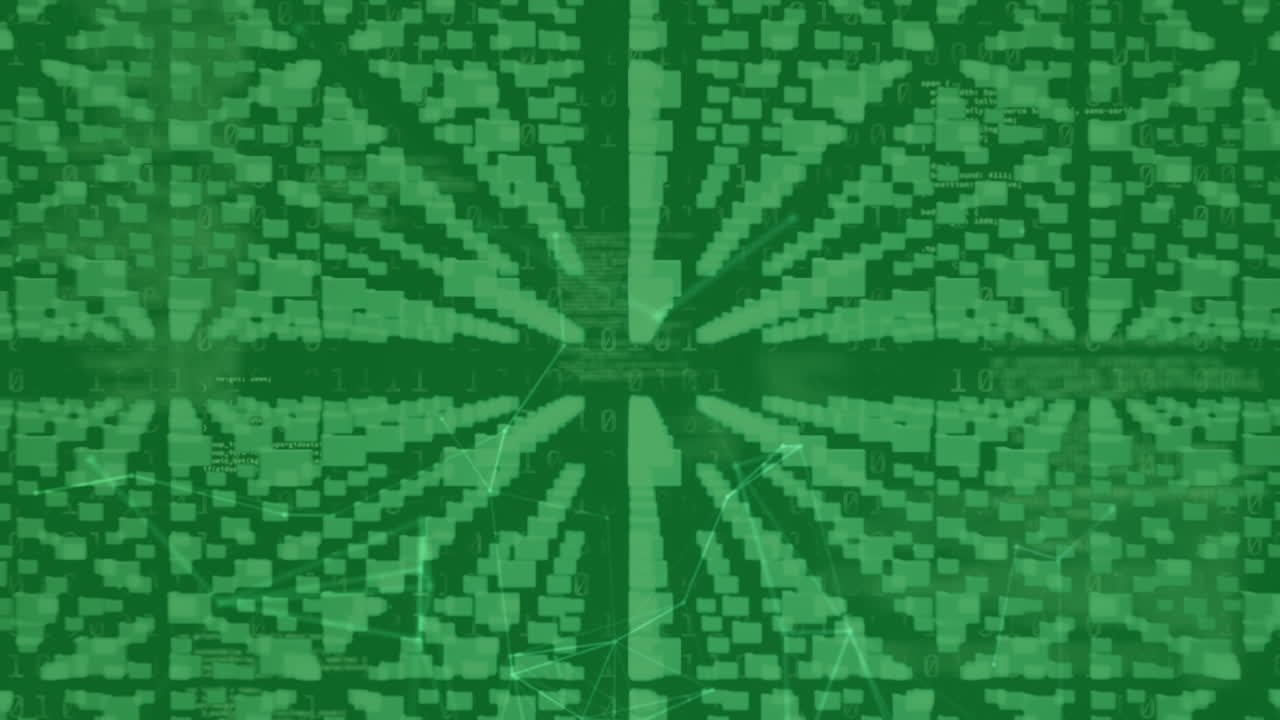 animación de carpetas y candado digital con circuito integrado sobre fondo verde