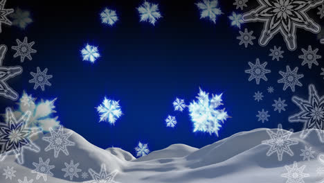 Animation-of-snow-falling-over-blue-background