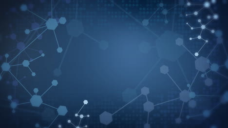 abstract geometric hexagon molecule chain. science and technology design, structure dna, chemistry, medical loop blue background.