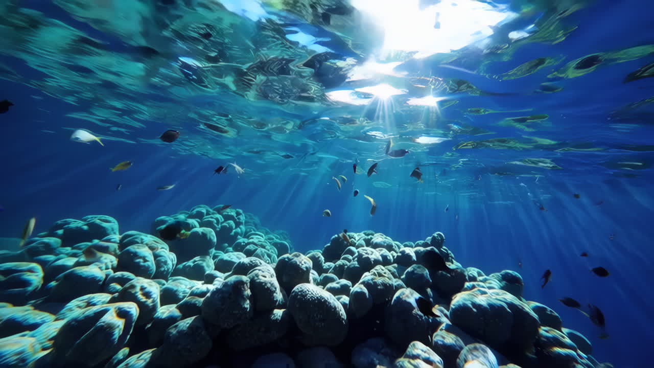 물속 산호초와 물고기