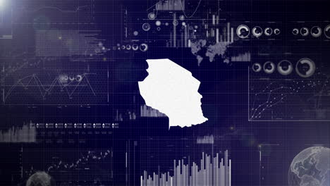 tanzania país antecedentes corporativos con elementos abstractos de gráficos de análisis de datos i mostrando el análisis de datos video tecnológico con globo, crecimiento, gráficos, datos estadísticos de tanzania país