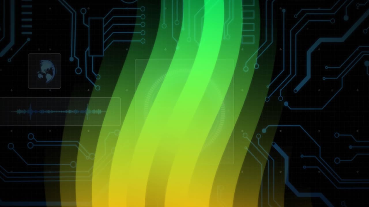 Animation of data processing over light trails