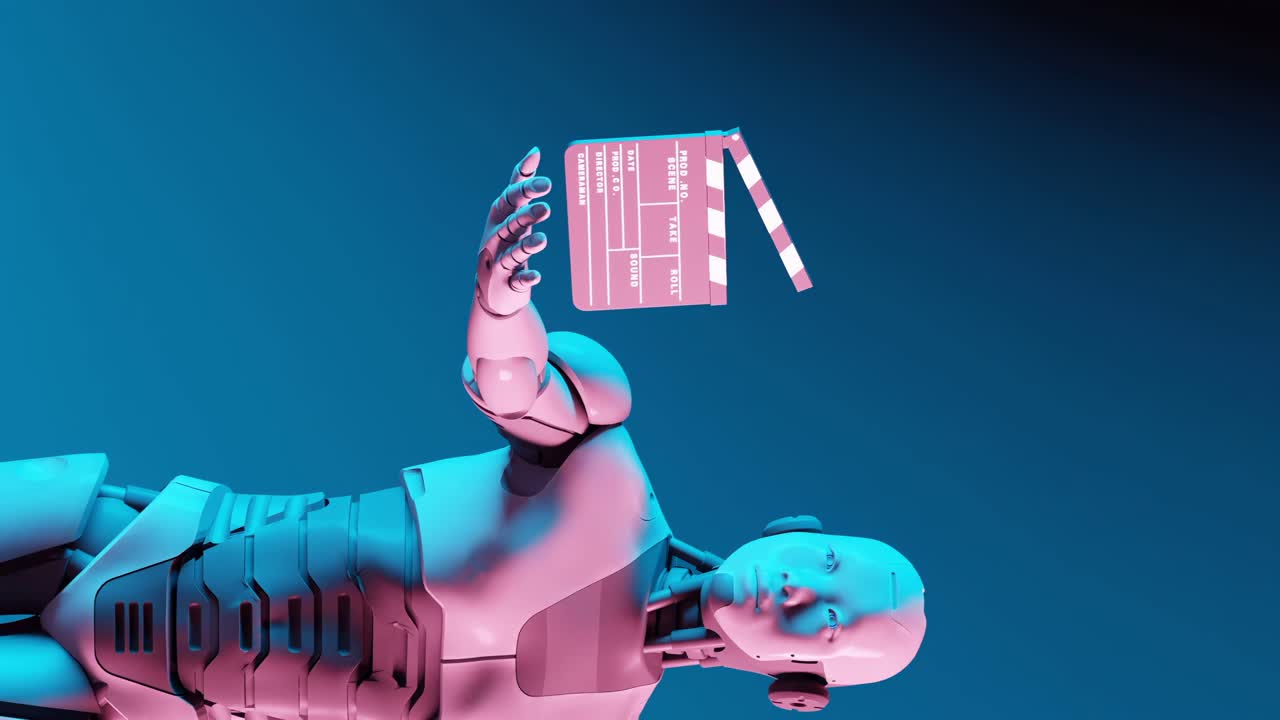 luces, cámara, acción como asistente virtual introduce clapperboard vertical