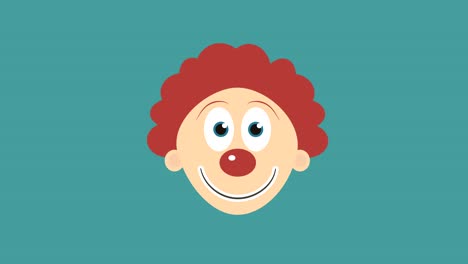 happy clown face flat design animation icon