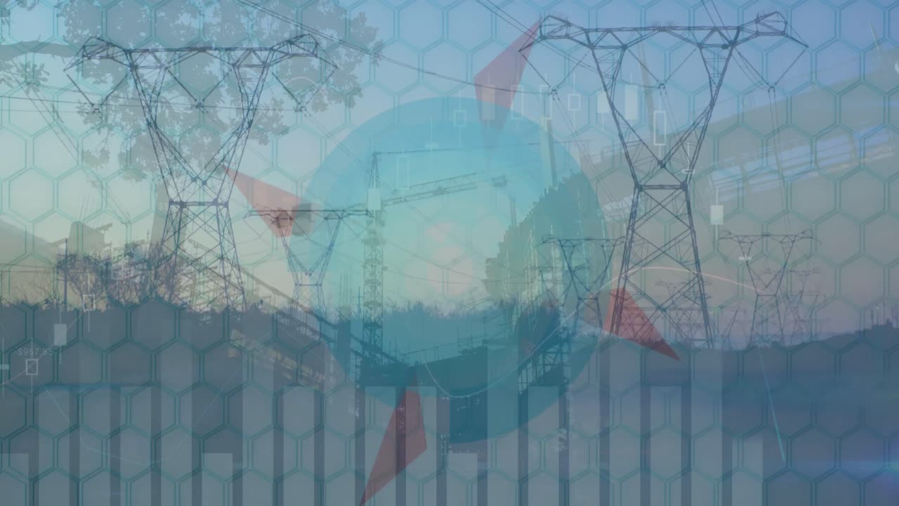 도시 풍경과 모양에 대한 데이터 처리 애니메이션