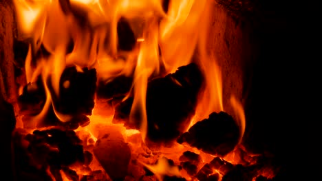fuego ardiente en el horno
