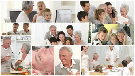 Montage-of-different-generations-having-fun