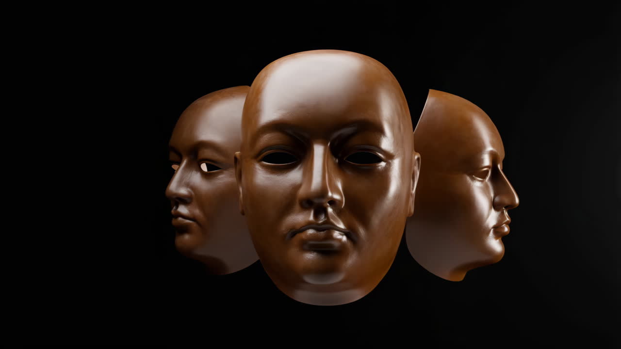 Sculptural Faces on Dark Background