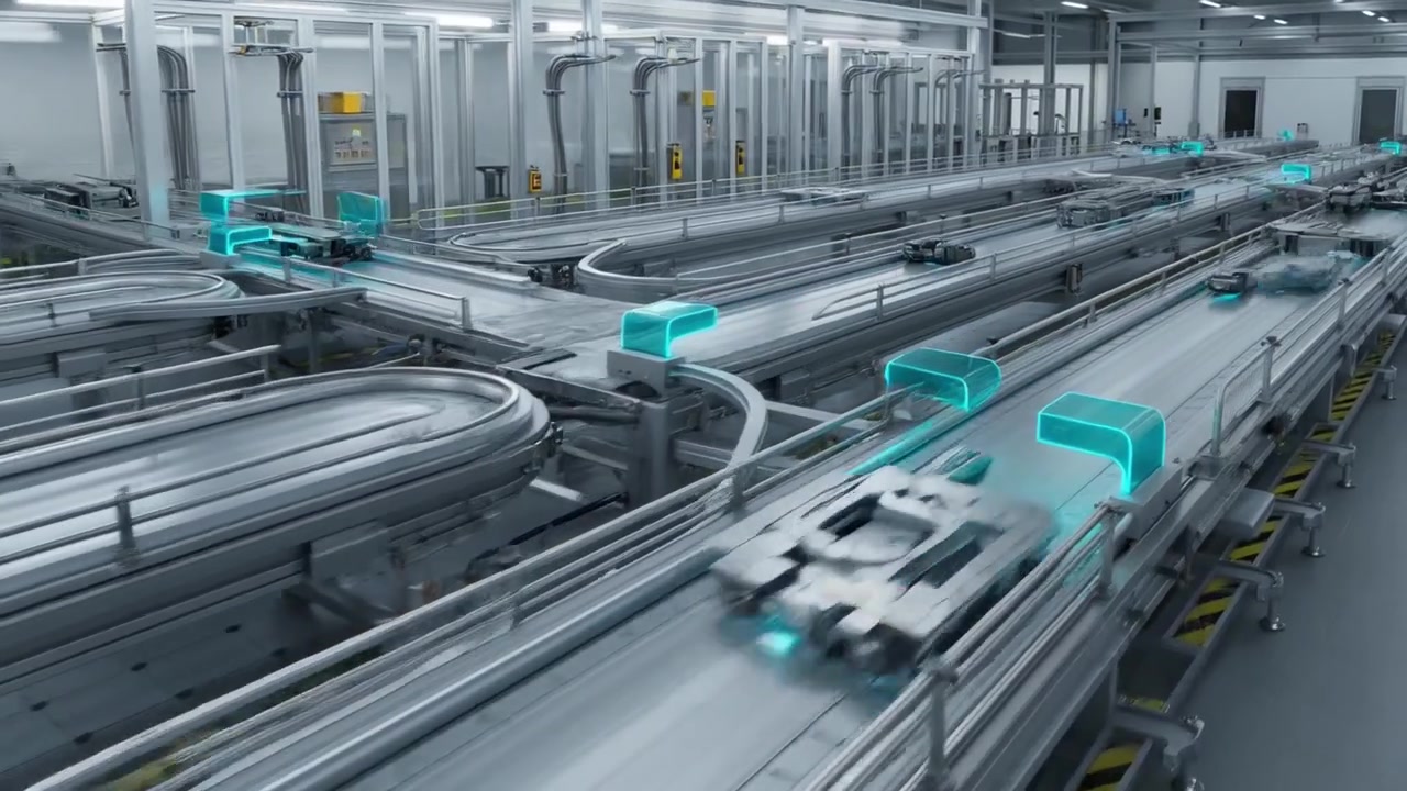 Automated Robotic Conveyor System in Modern Smart Factory