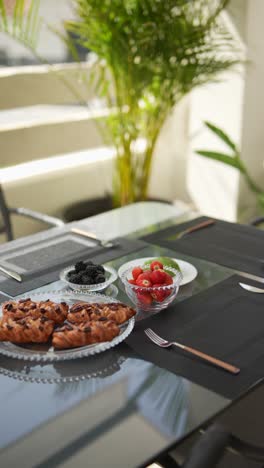 desayuno en un patio soleado