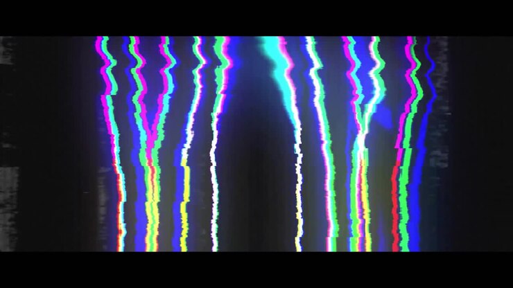 Animazione di interferenze su linee colorate su sfondo nero