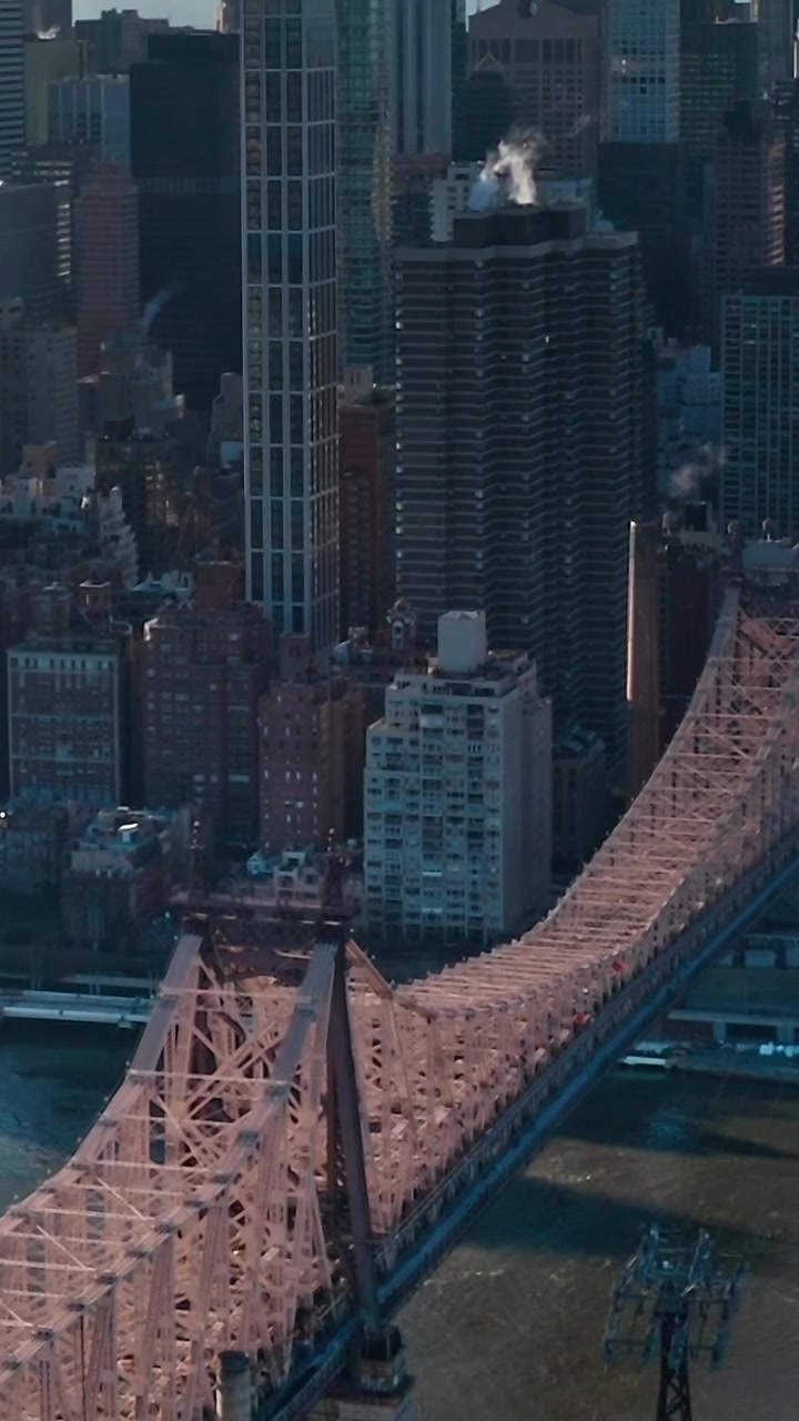 Veduta aerea di New York City con il Queensboro Bridge sull'East River.