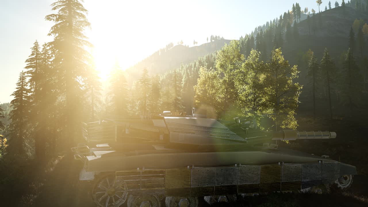 старый ржавый резервуар в лесу на закате