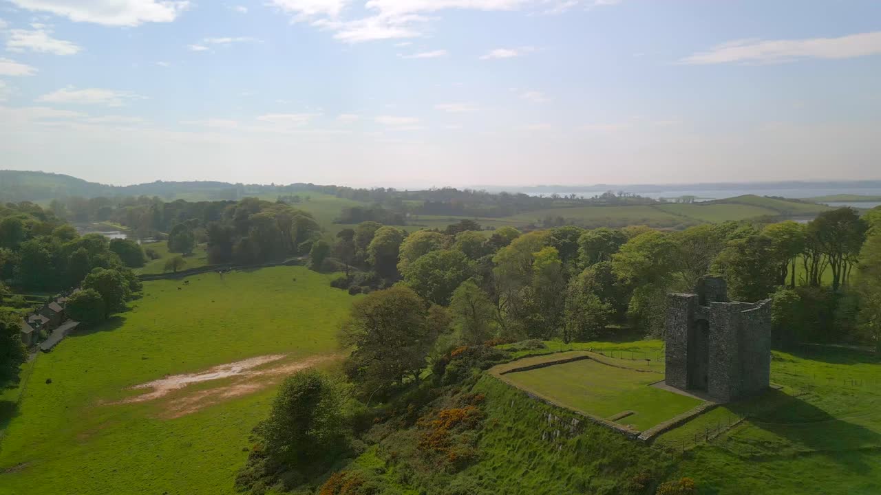 Vista aérea de Strangford Lough no Condado de Down, Irlanda do Norte.