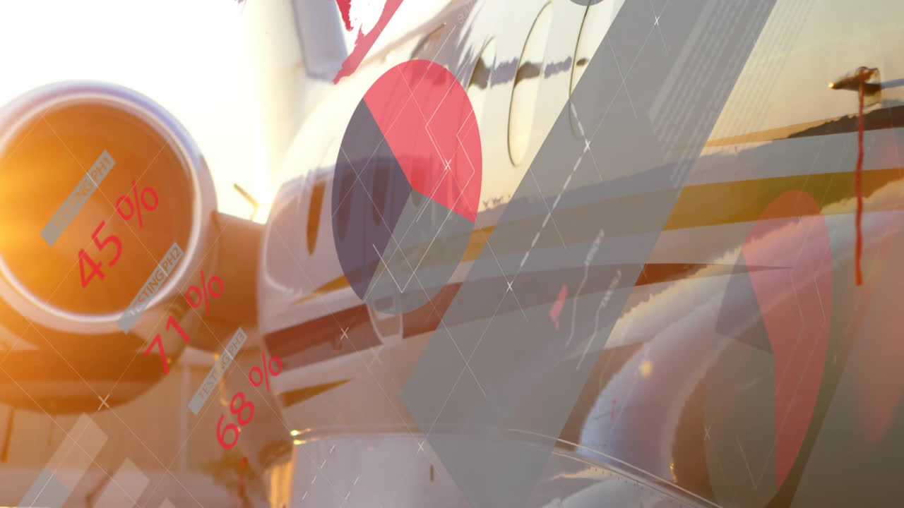 Animation of airplane overlaying global map and data visualization in school project